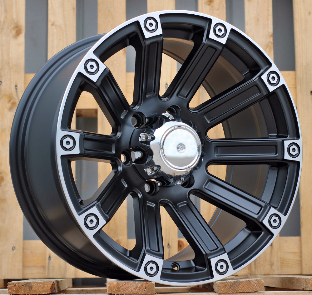 Diski R17 6x139.7 J8.5 ET RACINGLINE Y0210 4X4 Black Half Matt +Polished Lip