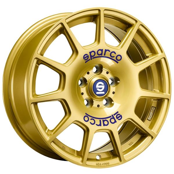 Diski R17 5x100 J7.5 ET48 Sparco Terra Race Gold Blue Lettering