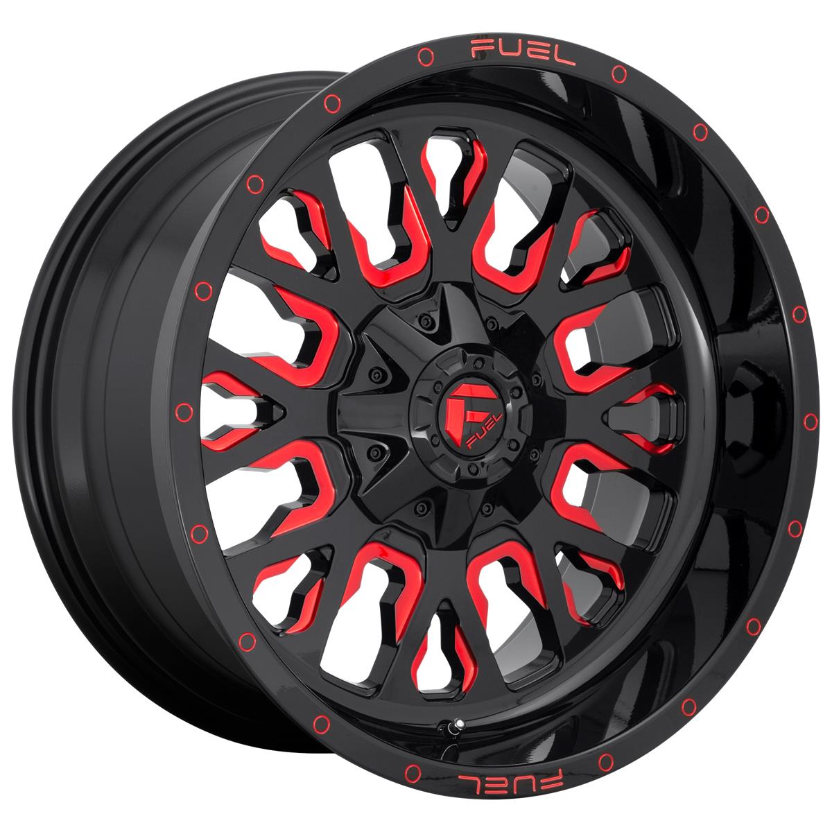 Diski R22 6x139.7 J10 ET-19 Fuel D612 Stroke Gloss Black Red Tinted Clear