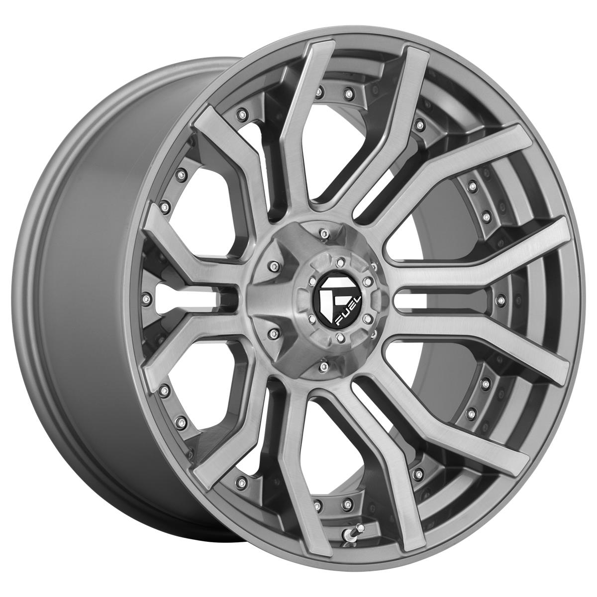 Diski R20 5x139.7 J10 ET-18 Fuel D713 Rage Platinum Brushed Gun Metal Tinted Clear