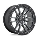 Diski R20 6×135 J9 ET1 Fuel D680 Rebel Matte Gun Metal Black Bead Ring