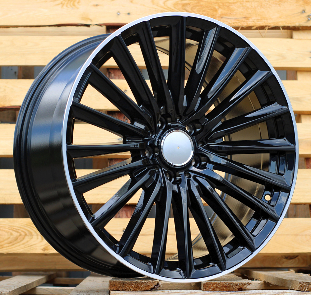 Diski R21 5x112 J10 ET64 RACINGLINE B5909 MERCEDES Black +Polished Lip (Rear+Front)
