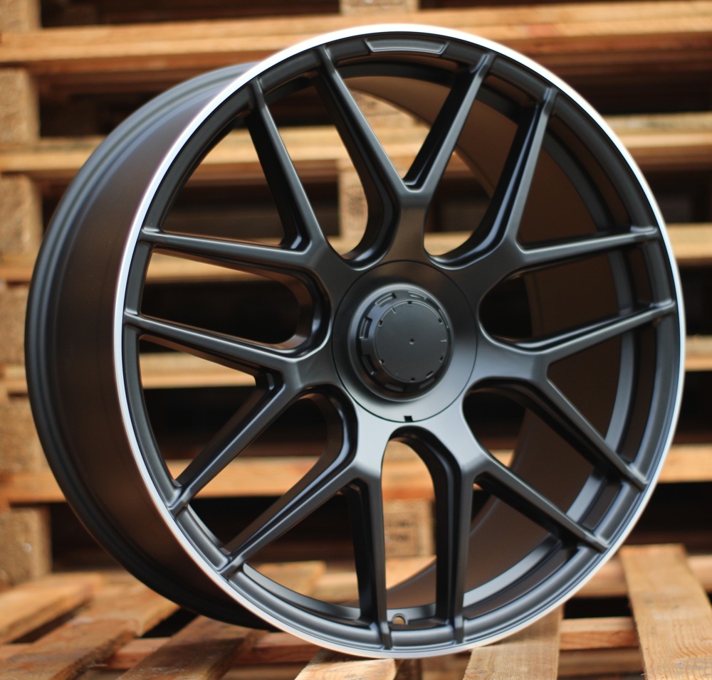 Diski R22 5x112 J10 ET46 RACINGLINE B5318 MERCEDES Black Half Matt +Polished Lip (Rear+Front)