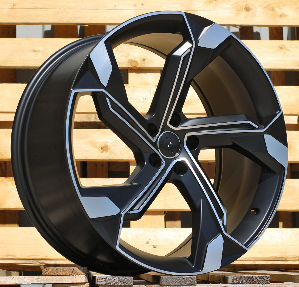 Diski R22 5x112 J10 ET21 RACINGLINE Y1201 AUDI Black Polished Half Matt