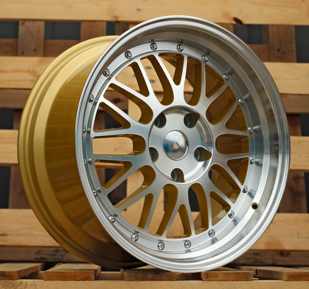 Diski R17 5x120 J7.5 ET34 RACINGLINE A1025 Yellow +Polished Lip