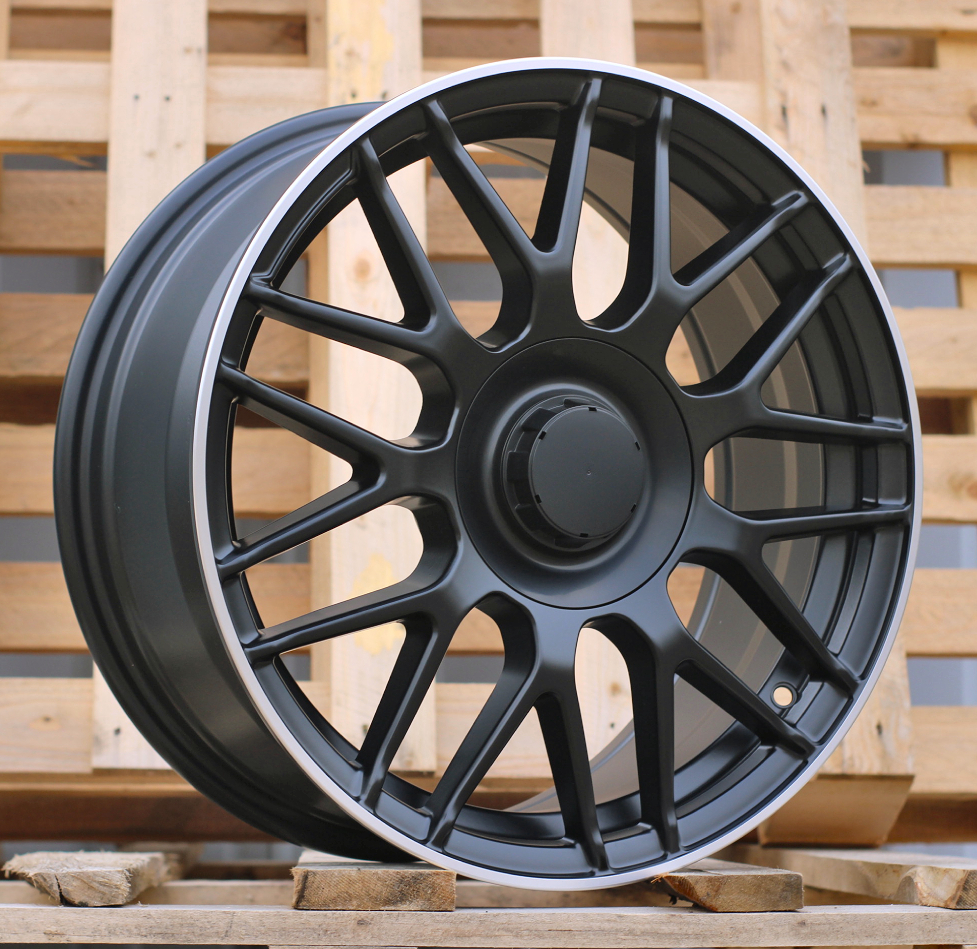 Diski R17 5x112 J7.5 ET35 RACINGLINE H3368F MERCEDES Black +Polished Lip (Hybrid Forged)