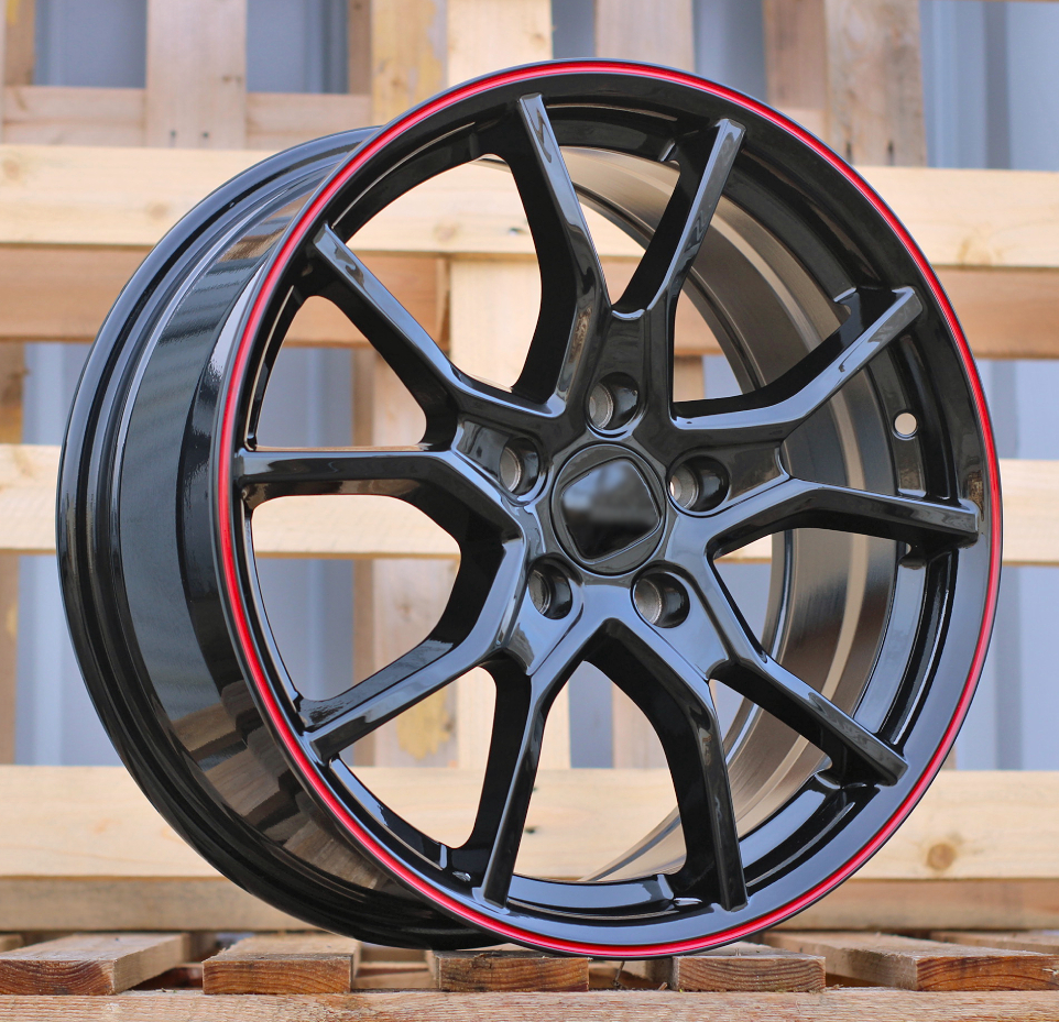 Diski R18 5x114.3 J8 ET45 RACINGLINE B1418 HONDA Black With Red Line