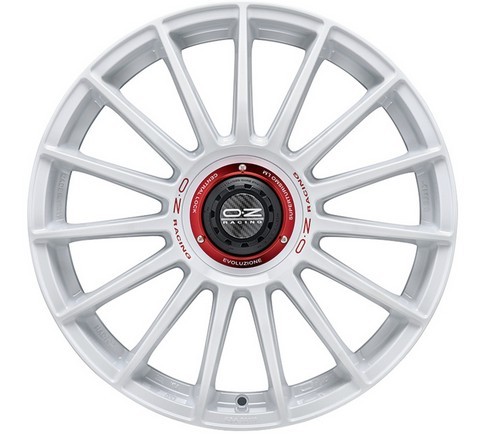 Diski R18 5x112 J8 ET48 OZ Racing Superturismo Evoluzione WRC Race White Red Lettering