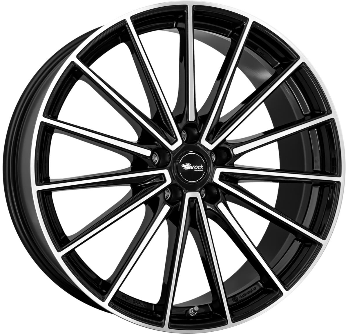 Diski R20 5x114.3 J7.5 ET35 Brock B43 Schwarz Glanz Voll-Poliert (SGVP)