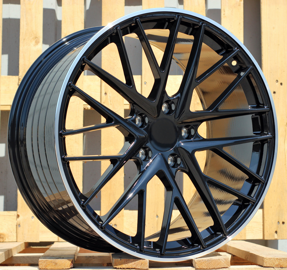 Diski R21 5x130 J11.5 ET69 RACINGLINE B5541 PORCHE Black +Polished Lip (Rear+Front)