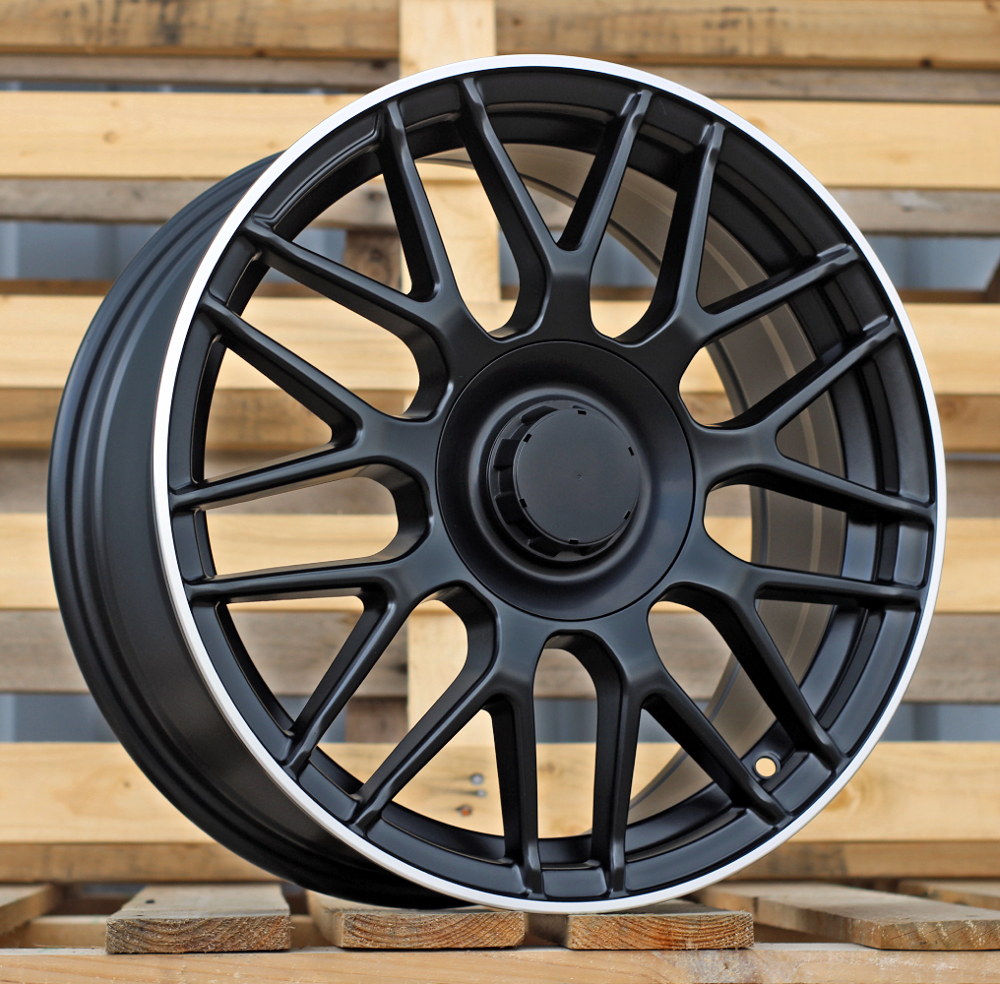 Diski R17 5x112 J7.5 ET35 RACINGLINE B1268 MERCEDES Black +Polished Lip (Hybrid Forged)