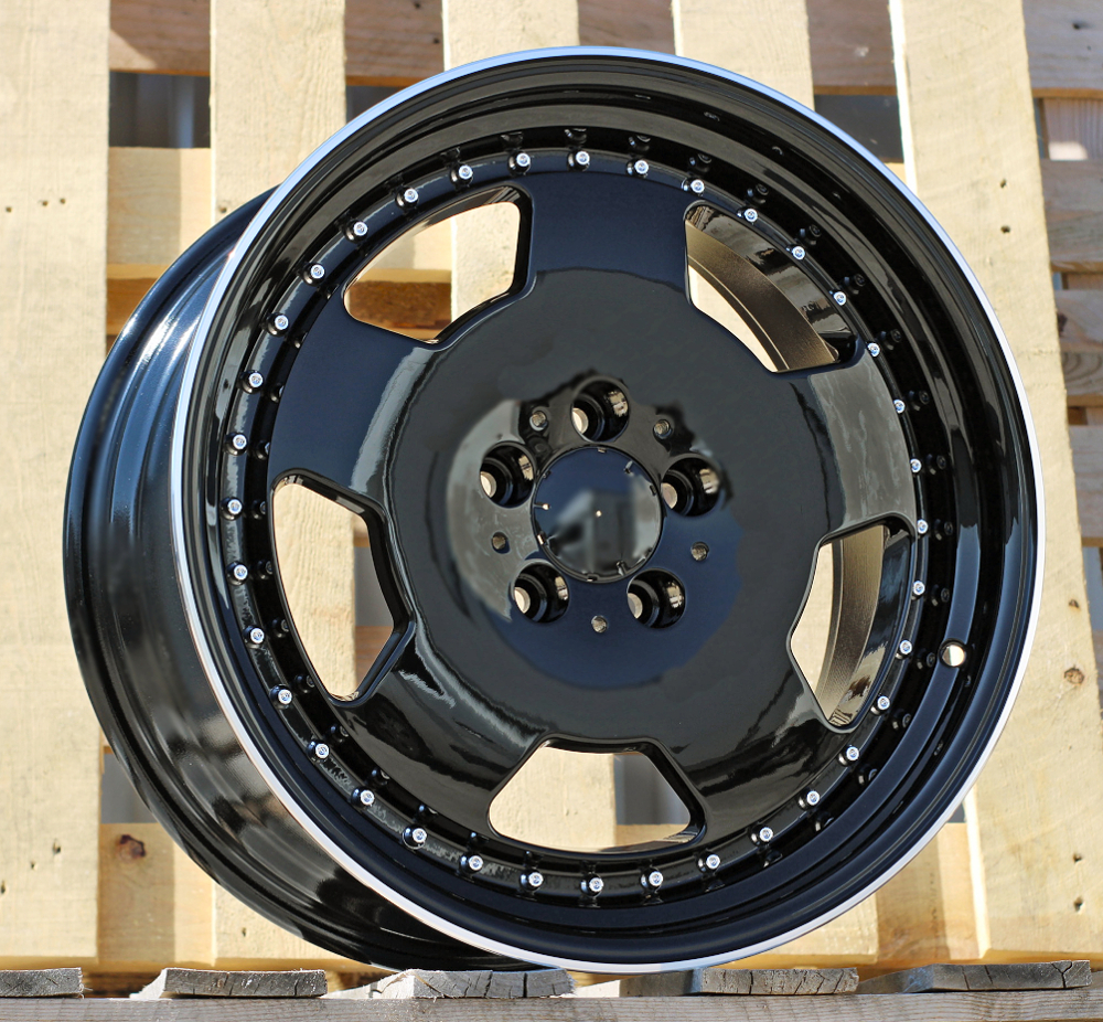 Diski R18 5x112 J8 ET35 RACINGLINE B5852 MERCEDES Black +Polished Lip (Hybrid Forged)