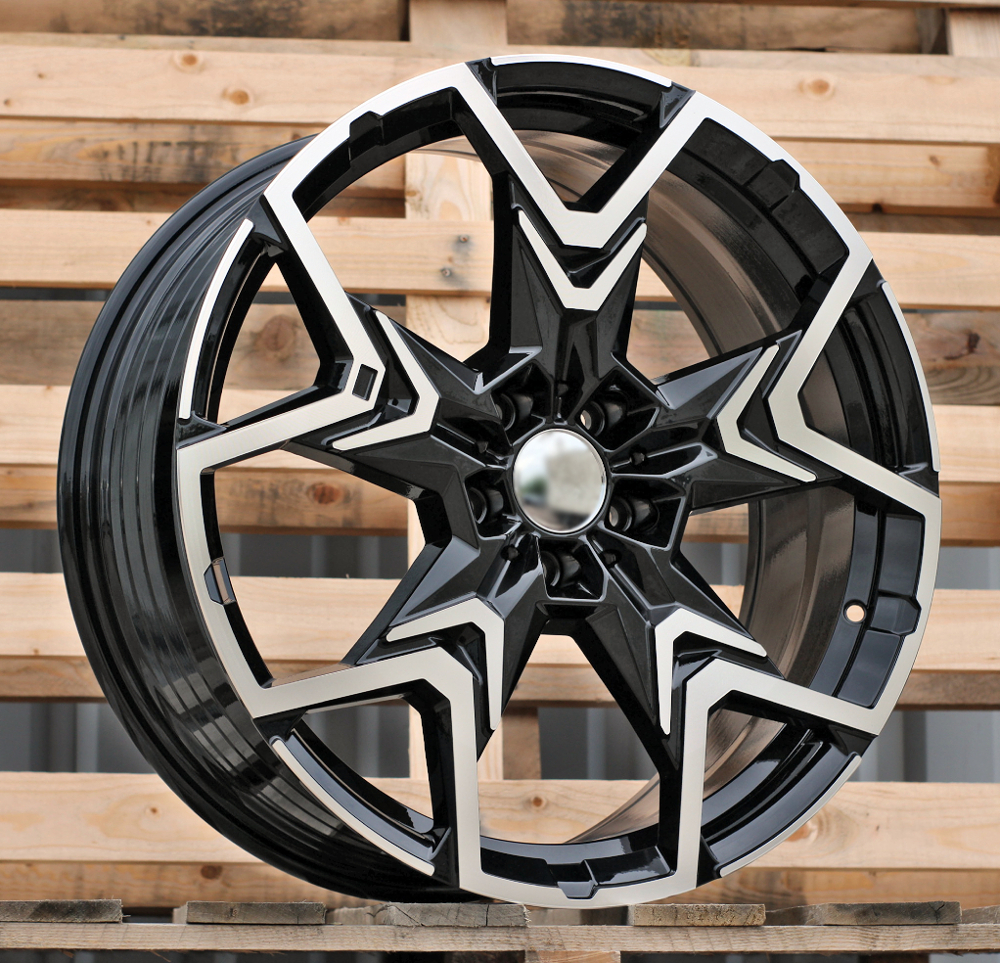 Diski R20 5x112 J8 ET46 RACINGLINE HF5223 BMW Black With +Polished Lip (Hybrid Forged)