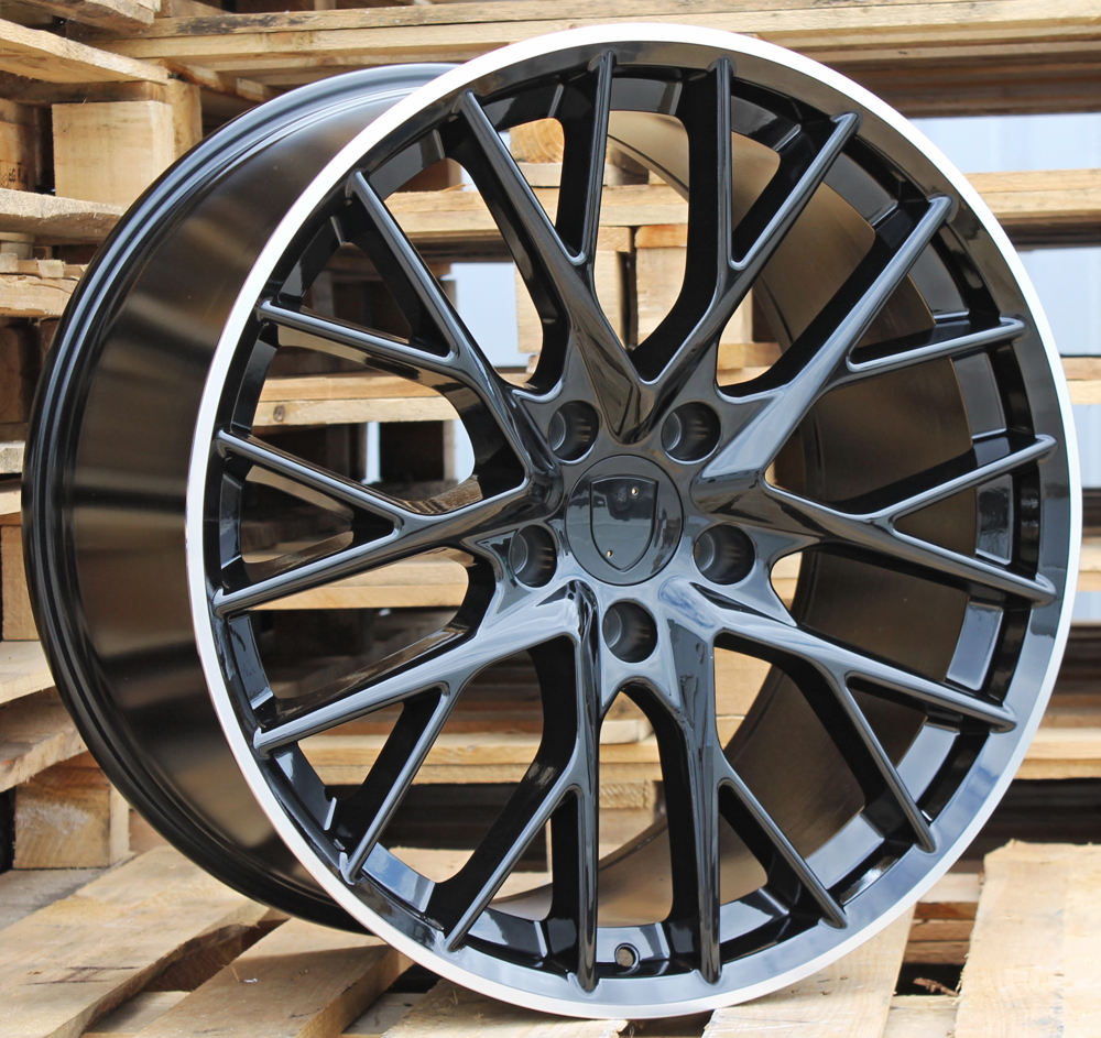 Diski R21 5x130 J9.5 ET71 RACINGLINE B5541 PORCHE Black +Polished Lip (Rear+Front)