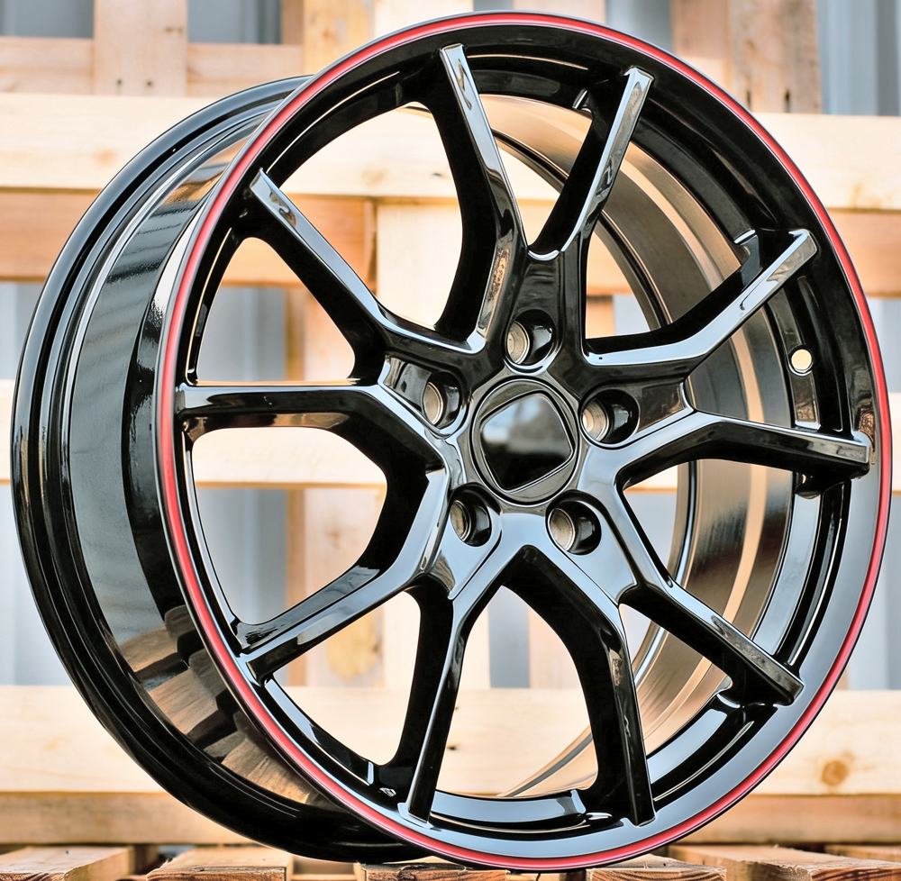Diski R17 5x114.3 J7.5 ET45 RACINGLINE B1418 HONDA Black With Red Line