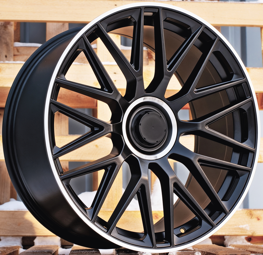Diski R22 5x112 J11.5 ET47 RACINGLINE B1766 MERCEDES Black Half Matt +Polished Lip (Rear+Front)