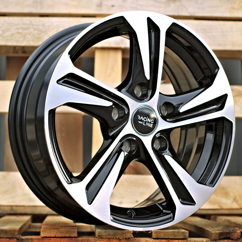Diski R15 5x114.3 J6 ET40 RACINGLINE B1242 Black Polished