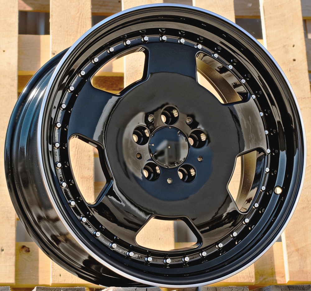 Diski R18 5x112 J9 ET35 RACINGLINE B5852 MERCEDES Black +Polished Lip (Hybrid Forged)